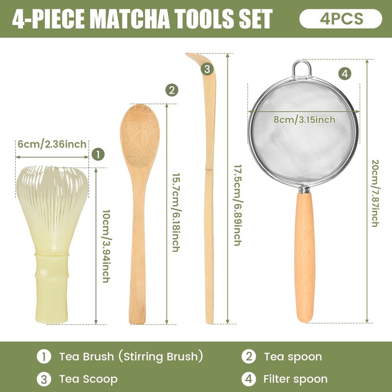 4Pcs Japanese Matcha Tea Set for Beginners Matcha Making Starter
