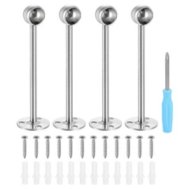 sourcing map Stainless Steel Closet Rod Holder Set Heightened Semi-Open 0.75" Dia Shower Rod Flange Socket Wardrobe Bracket with Screwdriver and Expansion Tube for Closet Shelf Wardrobe Curtain