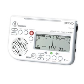Seiko STH200WH Metronome Tuner, Loud Volume, Can Be Attached to Music Stands, Perfect for Brass Band, White