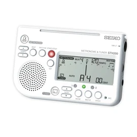 Seiko STH200WH Metronome Tuner, Loud Volume, Can Be Attached to Music Stands, Perfect for Brass Band, White