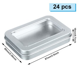 24 Pcs Rectangular Hinged Tins Box Metal Rectangular Empty Container Metal Storage Organizer Tins Mini Portable Box Containers with Clear Window for Candies