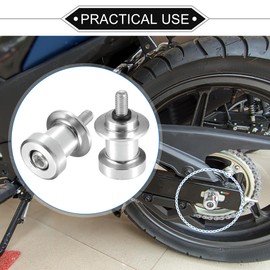 VekAuto 1 Pair Swingarm Spools, 6mm M6x1.0 CNC Swing Arm Spools Sliders Stand Universal for Motorcycles Durable Aluminum Alloy Silver Tone