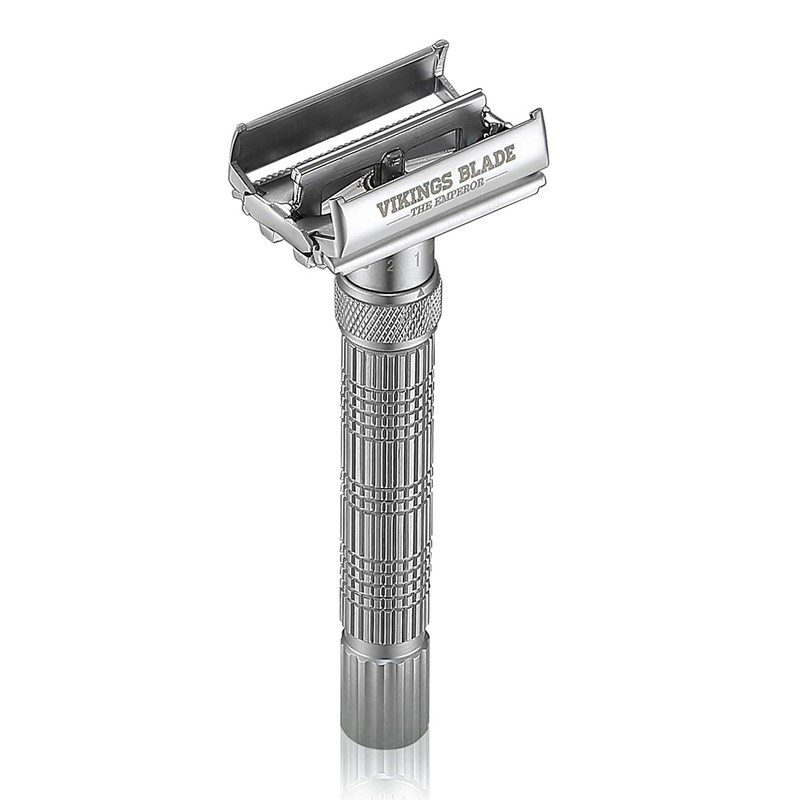 VIKINGS BLADE Adjustable Double Edge Safety Razor + Luxury Case.
