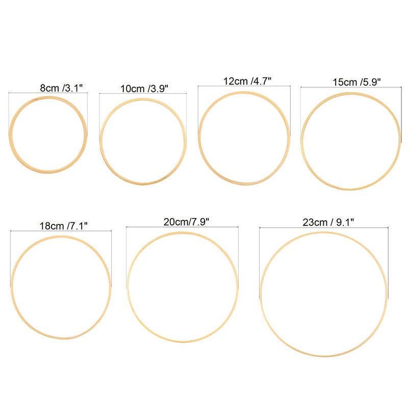 PATIKIL 8cm/10cm/12cm/15cm/18cm/20cm/23cm 7 Size Wooden Bamboo Floral Hoop Craft Ring