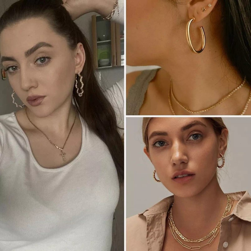 Aretes para Mujer;Regalo de Navidad Joyeria 54 Pares Aretes Mujer