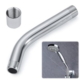 Shower Head Extension Arm, G1/2" 20cm Curved Forward Stainless Steel Shower Hose Extension Arm Universal Handheld Showers Pipe Fitting Wall Mounted Showerhead Extender for Home Bathroom Accessory