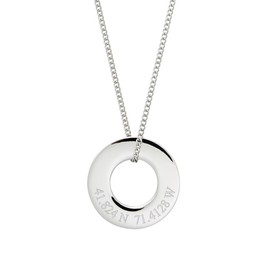 EVE'S ADDICTION Custom Coordinate Men's Necklace - Stainless Steel Circle Pendant - Gifts for Dad
