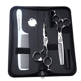 SHARONDS Professional Hairdressing Scissors 6 Inch Hair Cutting Scissors 440C Salon Scissors Hairdressing Thinning Scissors Set 30-35% Thinning Rate (2-Piece Set)