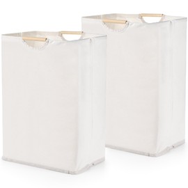 Coloch Set of 2 Large Laundry Basket with Handle, 60L Collapsible Clothes Hamper Waterproof Laundry Bins Freestanding Storage Basket for Clothes, Blanket, Toy, Bathroom, Living Room, Beige