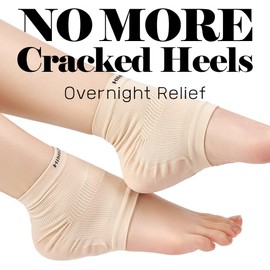 Himedi Moisturizing Heel Socks for Cracked Heels – Sillicon Gel Heel Socks for Dry Feet, Overnight Foot Care, 2 Pairs