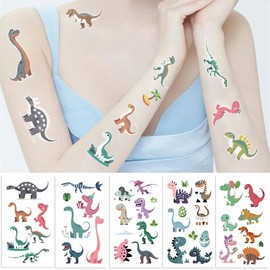 10 Sheets Luminous Tattoos for Teens, Mixed Styles Temporary Tattoos Stickers with Dinosaur for Boys and Girls, Glow Party Supplies, Cute Decorations
