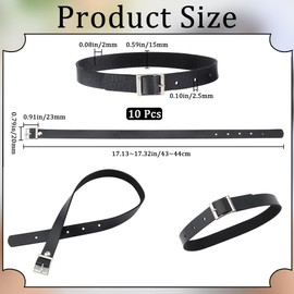 GORGECRAFT Pack of 10 Black Traditional Kilt Extension Straps Necklaces 43 cm x 20 mm Scottish Stirrup Cuffs Made of PU Leather Non-Slip Sleeve Holder Belt Leather Luggage Tag Straps for