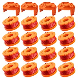 Eventronic 20 Pack WA0010 Trimmer String Compatible with Worx Weed Eater, 0.065" Autofeed Replacement Spool Trimmer Line for Worx Weed Eater (16 Line Spools + 4 Cap)