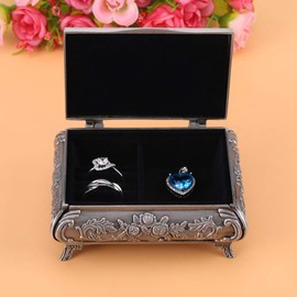 Hztyyier Vintage Jewellery Storage Box Rose Flower Carved Zinc Alloy Jewellery Keepsake Container Ornament, colour