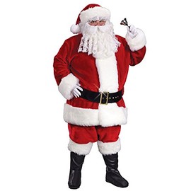 Fun World Costumes Men's Plus-Size Plus Size Adult Premium Plush Santa Suit, Crimson/White, X-Large