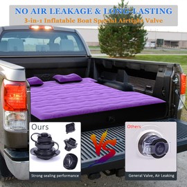 Inflatable Camping Pickup Truck Bed Air Mattress - for 5.5-5.8Ft Full-Size Short Truck Beds Blow Up Bed Thicken Air Mattresses Date & Movie Night Idea Outdoor Camping Car Truck Tent Travel(Purple)