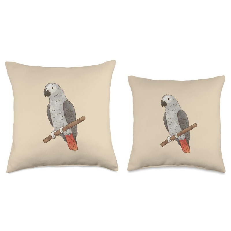 African Grey Parrot Mom Bird Lovers Throw Pillow