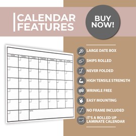 Dry Erase Large and Medium Laminated Wall Calendar