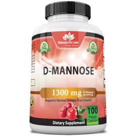 NaturaLife Labs A Higher Standard Organic D-Mannose 1,300 mg with Cranberry Extract Fast-Acting, Flush Impurities, Urinary Tract Health- 100 Veggie Capsules