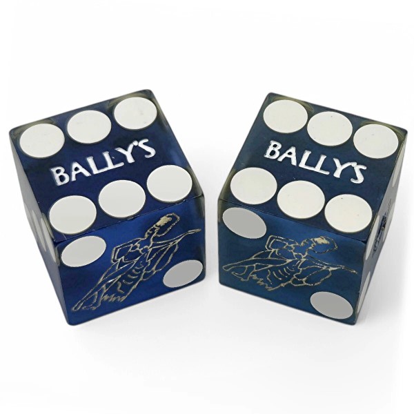 Genuine Bally's Las Vegas Casino Craps Dice Pair Blue Frosted