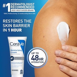 CeraVe Moisturizing Cream, Face Body Moisturizer, Normal to Dry Skin, 8 Fl Oz