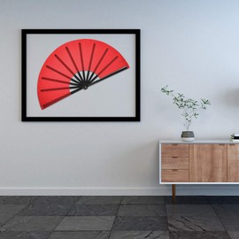 2 Pieces Large Folding Fan Nylon Cloth Handheld Folding Fan Chinese Kung Fu Tai Chi Fan Black Decoration Fold Hand Fan for Party Favors (Red)