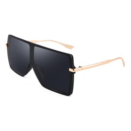 FEISEDY Flat Top Oversized Shield Sunglasses Women Men Square Fashion Rimless Shades UV400 B2784