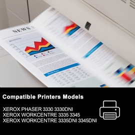 Phaser 3330 Workcentre 3335 3345 Black Extra High Capacity Toner-Cartridge Replacement for Xerox 106R03624 Toner for Phaser 3330DNI 3330 WorkCentre 3345 3335 3345DNI 3335DNI, (2 Black, 15,000 Pages)