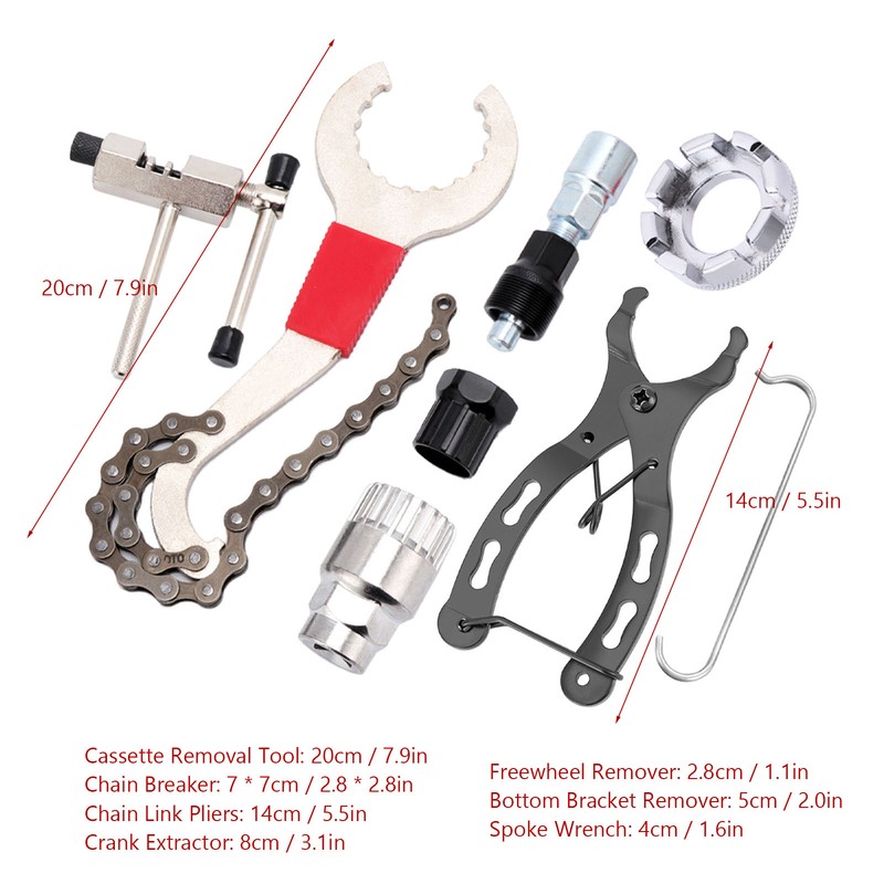 7pcs Bicycle Repair Tool Kit Cassette Remover Wrench Chain Breaker