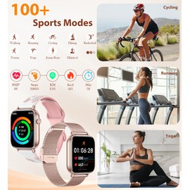 Betatree Smart Watch for Women (Answer/Make Calls),1.83" Touch Screen Fitness Tracker with 4 Bands, Heart Rate/Sleep/Step Tracking, 100+ Sports Modes Smartwatches for Android iOS (Rose Gold)