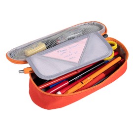 Exacompta - Ref 52830E - Box of 6 Compact Pencil Cases, Pencil Case - Made from Certified Recycled Polyester - Designed to Easily Find Your Essential Essentials - Colours Orange,