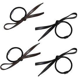 ebullient Hair Elastic Hair Clip, 4-piece Set, Hair Accessories, Stylish, Simple, Black, Non-Traced, High Elasticity, Women's, Adults, Rubber, Restored, PU, Bowknot, Hair Ornament, High Elasticity,
