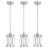 ElilyGiA Glass Pendant Lights Kitchen Island Brushed Nickel Pendant Light