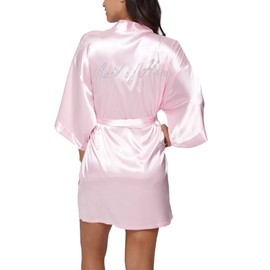The Bund Women's Short Kimono Robes for Maid of Honor Light-Pink XL Size