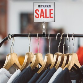 Mlici 20 Pieces Double Sided Sign Clip, Clear Retail Merchandising Signs Price Display Tags, Plastic Sign Holder Rotatable Pop Clip-on Promotion Clips Stand for Label, Basket, Business Cards