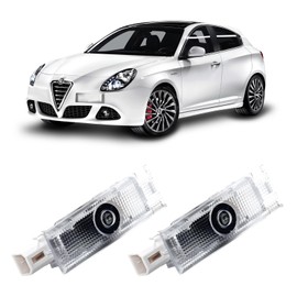TFSOTLY Never Fade Alfa Romeo Door Light Logo, Projection Ghost Shadow Welcome Puddle Light Compatible with Stelvio Mito Giulietta Giulia 147 159 Accessories (White Letter)