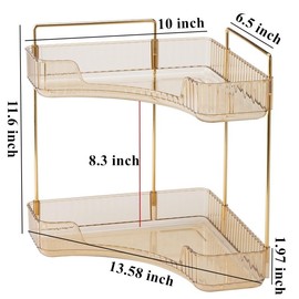 Make Up Organiser, Cosmetic Organiser, Beauty Organiser, Skin Care Organiser for Bathroom Dressing Table (2 Layers, Amber)