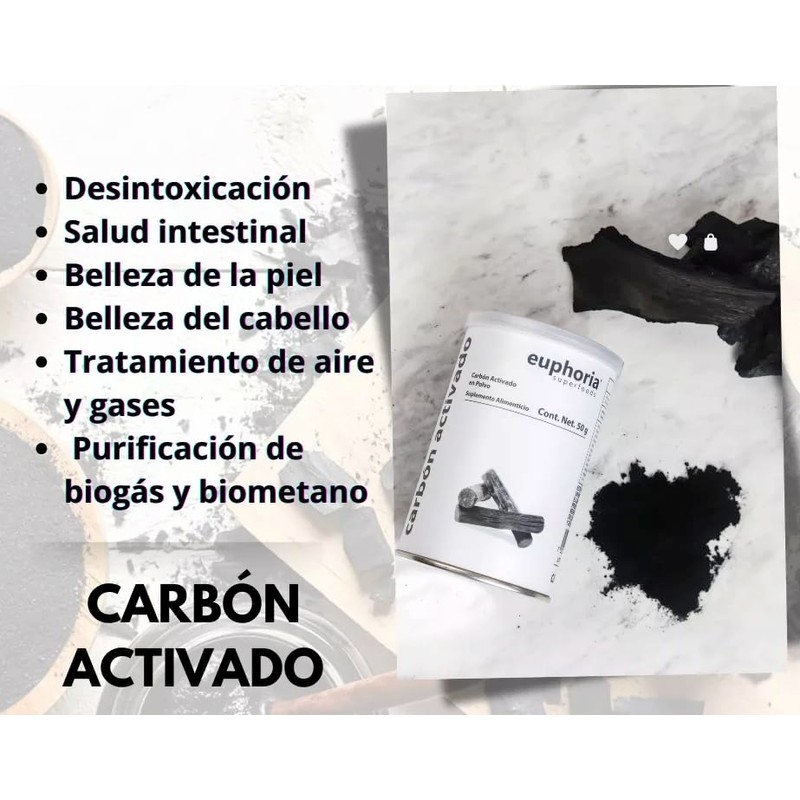 Carbón vegetal activado natural 50 g superfoods