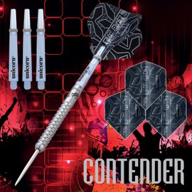 Unicorn Steel Tip Darts Set | Callan 'The Riot' Rydz Contender | 90% Natural Tungsten Barrels | Gripper 3 Shafts | 22 g
