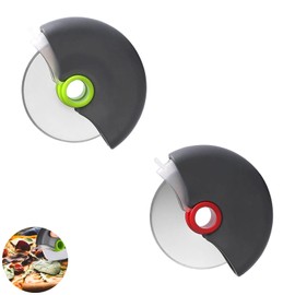 2 Pcs Stainless Steel Pizza Cutter, Disc Pizza Cutter with Protective Cover, Wheel Easy to Clean, for Making Bread and Pizza
