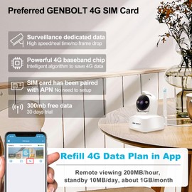 GENBOLT 3G/4G LTE Security Camera Indoor with Sim Card, 2.5K Pet Camera Baby Monitor Spotlight Surveillance IP Camera No WiFi, Cellular CCTV Cameras Human Detection, Pan Tilt Auto Tracking Color Night