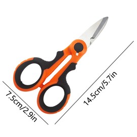 Electrician Scissors, Heavy Duty Serrated Edge Fishing Braid Line Scissors with Protective Cover, Multi-Purpose Tackle Outdoor Tool for Fishing Line Copper Wire, Red