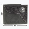American Bison Tooled Side Bifold Wallet with Conchos–Oil Pull Up