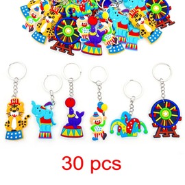 JZK 30x Carnival circus keyring keychain for kids birthday party favours, circus themed party decorations, amusement park gift, ferris wheel gift, clown key chain