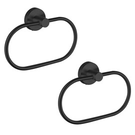 EOLAX Towel Ring for Drilling, Towel Rail Made of Black, Set of 2, Modern Bath Towel Holder, Wall Mount, Stainless Steel Wall Mounting, Bathroom Accessories