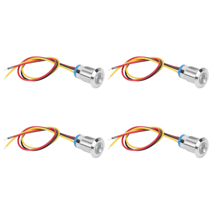 4 Sets PreWired Round LEDs Waterproof 2Color Light Common Anode