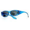 Womens Polarized Fit Over Glasses Rhinestone Sunglasses Oval Rectangular Blue