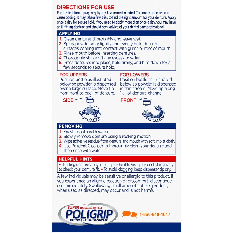 Super Poligrip Extra Strength Denture and Partials Adhesive Powder, 1.6