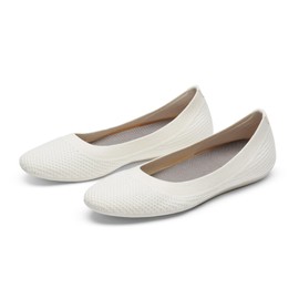 Allbirds Women’s Tree Breezers, Knit Ballet Flats, Slip-On Everyday Round Toe Shoes, Machine Washable Made with Natural Materials - Natural White (Natural White Sole) - 10.5 Medium