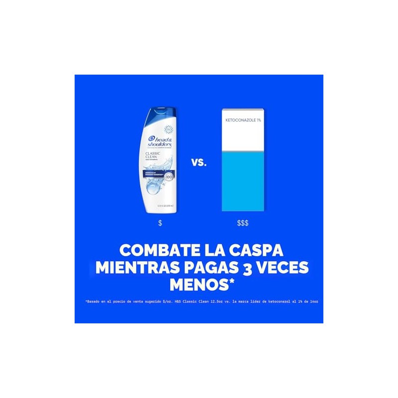Head & Shoulders Champú anticaspa, limpieza clásica, tratamiento de uso
